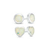 Thumbnail Image 0 of Heart-Shaped and Round Simulated Opal Stud Earrings Set in Sterling Silver