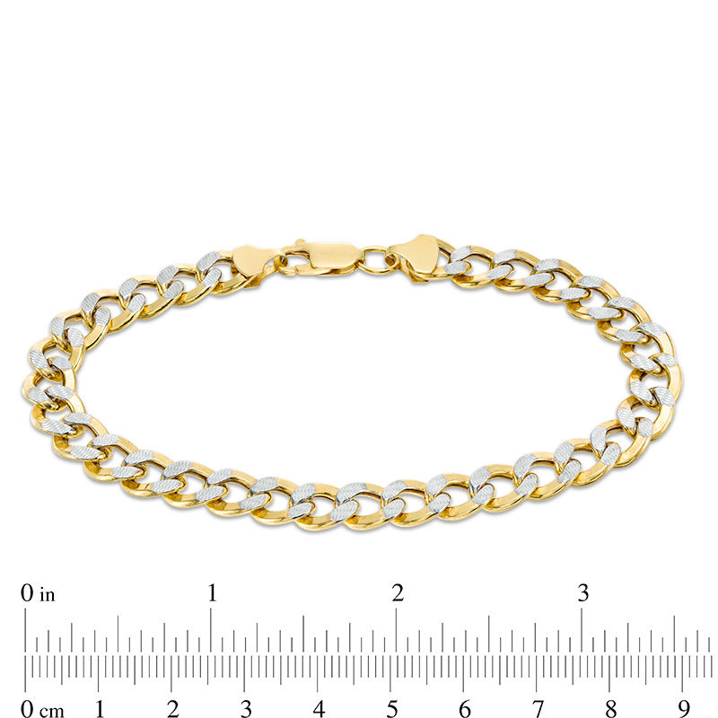 220 Gauge Curb Chain Bracelet in 10K Two-Tone Gold Bonded Sterling Silver - 8.5"