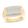 Thumbnail Image 0 of 1/10 CT. T.W. Rectangle Composite Diamond Ribbed Shank Ring in 10K Gold