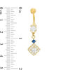 Thumbnail Image 1 of 014 Gauge Cubic Zirconia and Blue Glass Geometric Dangle Belly Button Ring in Stainless Steel with Yellow IP