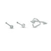 Thumbnail Image 0 of 020 Gauge Cubic Zirconia and Heart Outline Three Piece Nose Stud Set in Sterling Silver