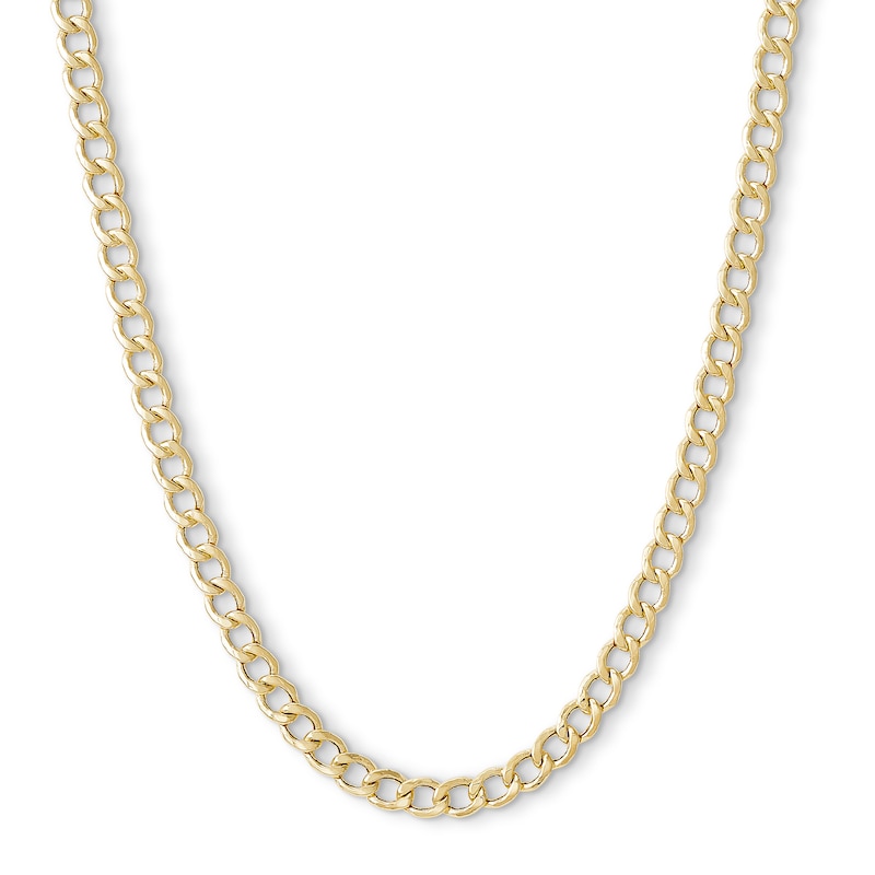 10K Hollow Gold Beveled Curb Chain - 24"