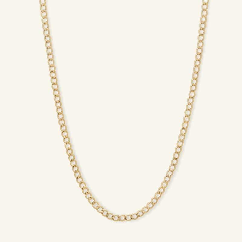 10K Hollow Gold Beveled Curb Chain - 22"