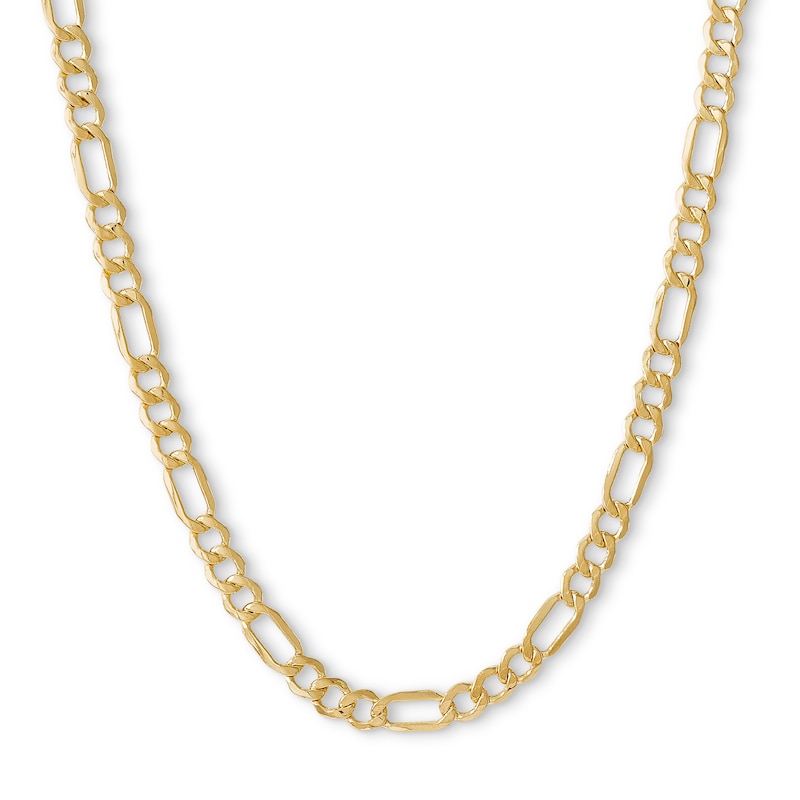 10K Hollow Gold Beveled Figaro Chain - 20"
