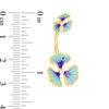 Thumbnail Image 1 of 014 Gauge Crystal and Blue Enamel Floral Belly Button Ring in Stainless Steel with Yellow IP