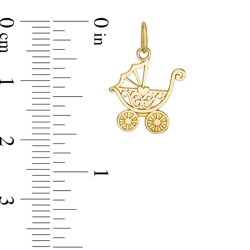 Vintage-Style Baby Carriage Necklace Charm in 10K Gold