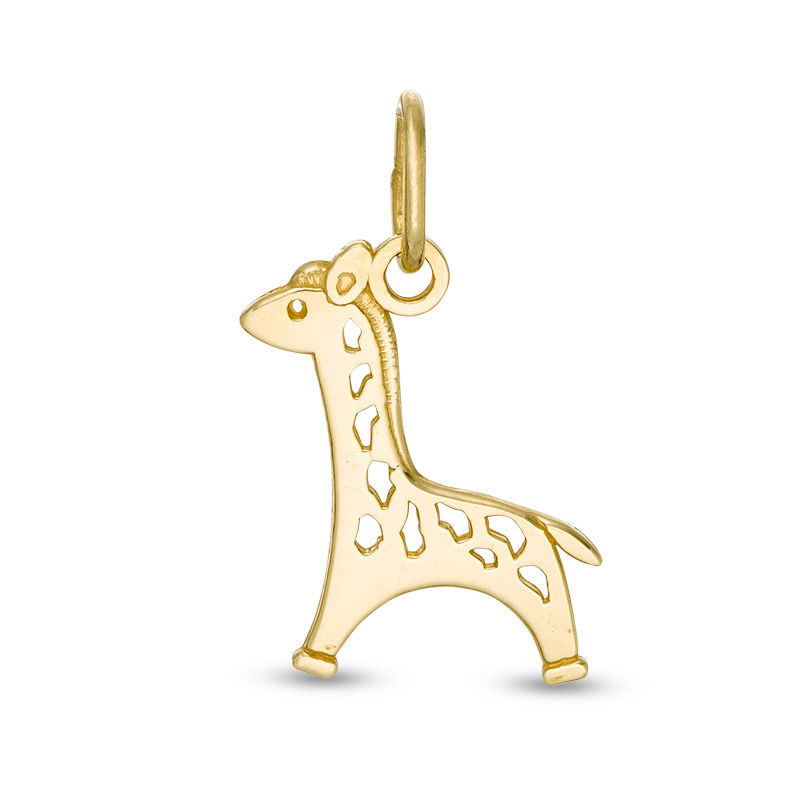 Baby Giraffe with Cut-Out Spots Necklace Charm in 10K Gold