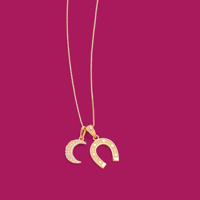 Textured Horseshoe Necklace Charm in 10K Gold