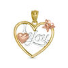 Thumbnail Image 0 of Diamond-Cut "I Love You" Heart Frame with Butterfly Accent Necklace Charm in 10K Tri-Tone Gold
