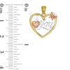 Thumbnail Image 1 of Diamond-Cut "I Love You" Heart Frame with Butterfly Accent Necklace Charm in 10K Tri-Tone Gold