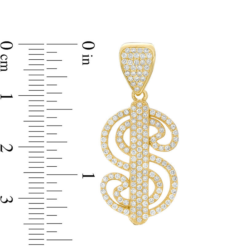 Cubic Zirconia Dollar Sign Necklace Charm in 10K Gold