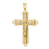 Thumbnail Image 0 of Cubic Zirconia Large Scallop Crucifix Necklace Charm in 10K Hollow Gold
