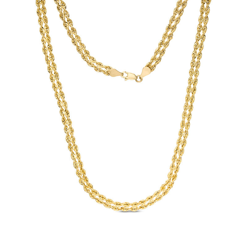Double Row Braided Rope Chain Necklace in 10K Gold - 17"