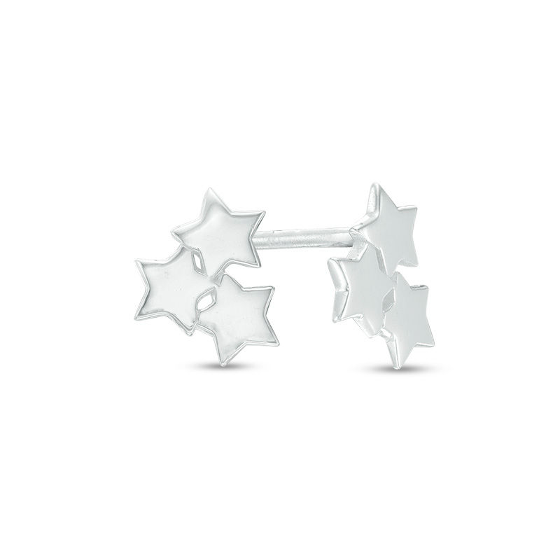 Star Trio Stud Earrings in Sterling Silver