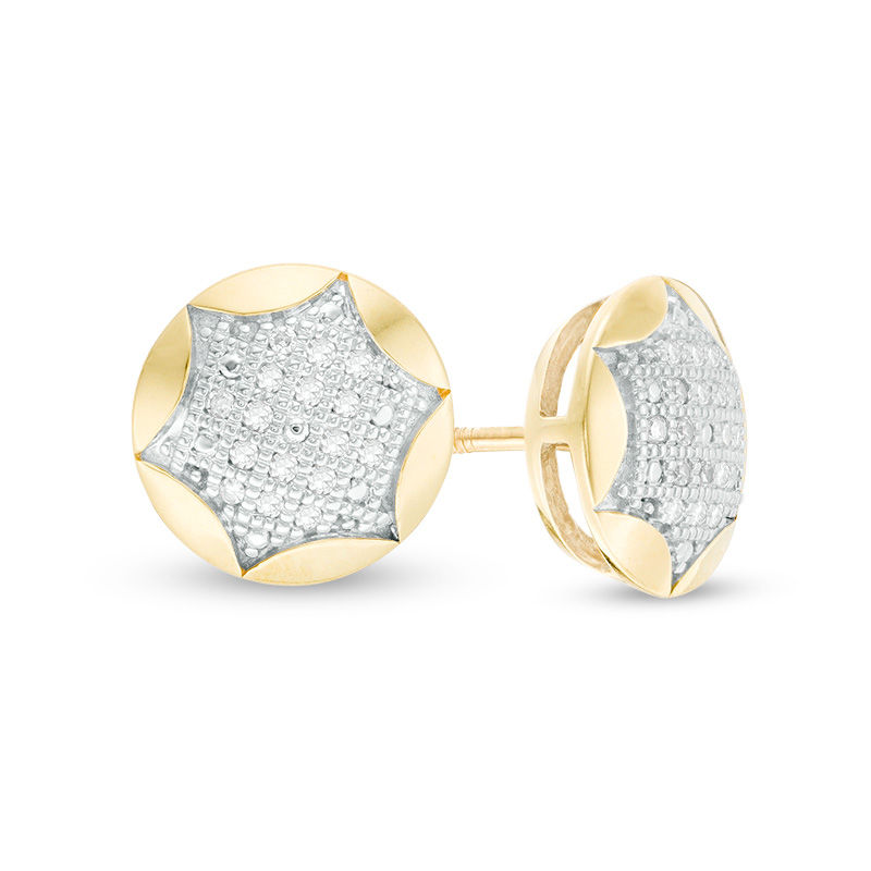 1/10 CT. T.W. Composite Diamond Six-Point Star Cut-Out Round Stud Earrings in 10K Gold