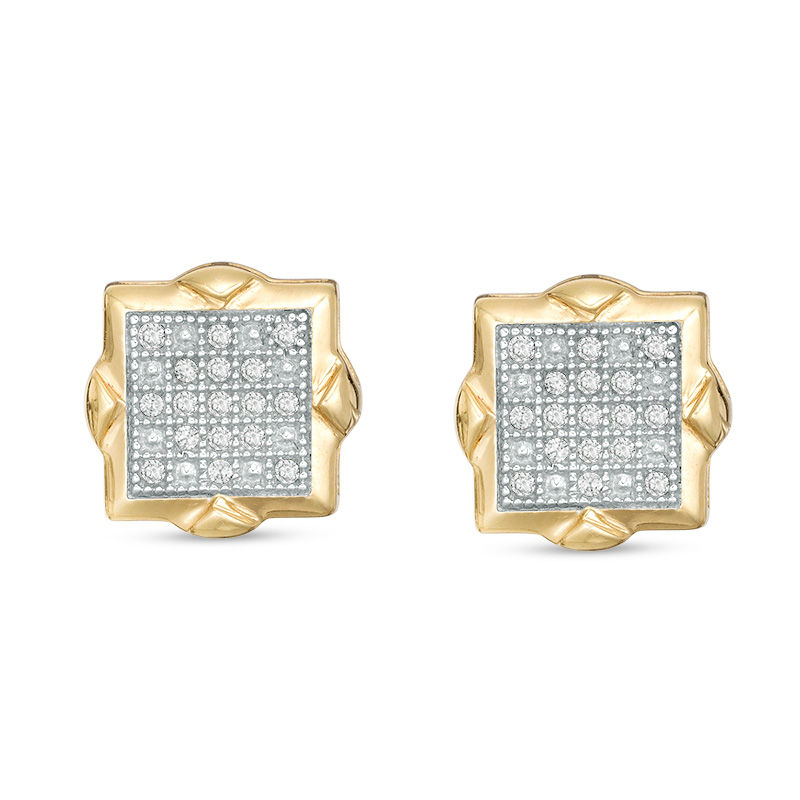 1/10 CT. T.W. Square Diamond Composite Stud Earrings in 10K Gold