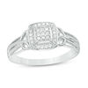 Thumbnail Image 0 of 1/8 CT. T.W. Princess-Cut Composite Diamond Frame Multi-Row Vintage-Style Promise Ring in Sterling Silver - Size 7