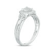 Thumbnail Image 1 of 1/8 CT. T.W. Princess-Cut Composite Diamond Frame Multi-Row Vintage-Style Promise Ring in Sterling Silver - Size 7
