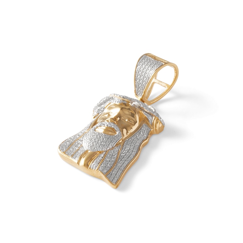 1/10 CT. T.W. Diamond Jesus Head Necklace Charm in Sterling Silver with 14K Gold Plate