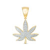 Thumbnail Image 0 of 1/10 CT. T.W. Diamond Cannabis Leaf Necklace Charm in Sterling Silver with 14K Gold Plate