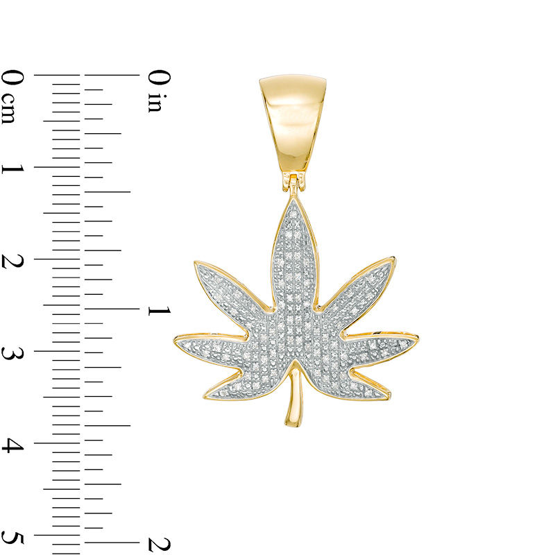 1/10 CT. T.W. Diamond Cannabis Leaf Necklace Charm in Sterling Silver with 14K Gold Plate