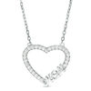 Thumbnail Image 0 of Cubic Zirconia "MOM" Heart Necklace in Sterling Silver - 17.75"