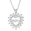 Thumbnail Image 0 of Cubic Zirconia "Mom" Shadow Heart Pendant in Sterling Silver