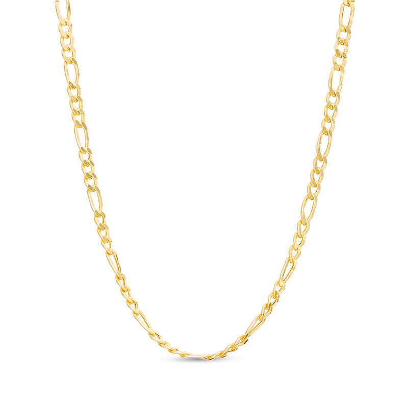 080 Gauge Diamond-Cut Figaro Chain Necklace 14K Hollow Gold - 22"