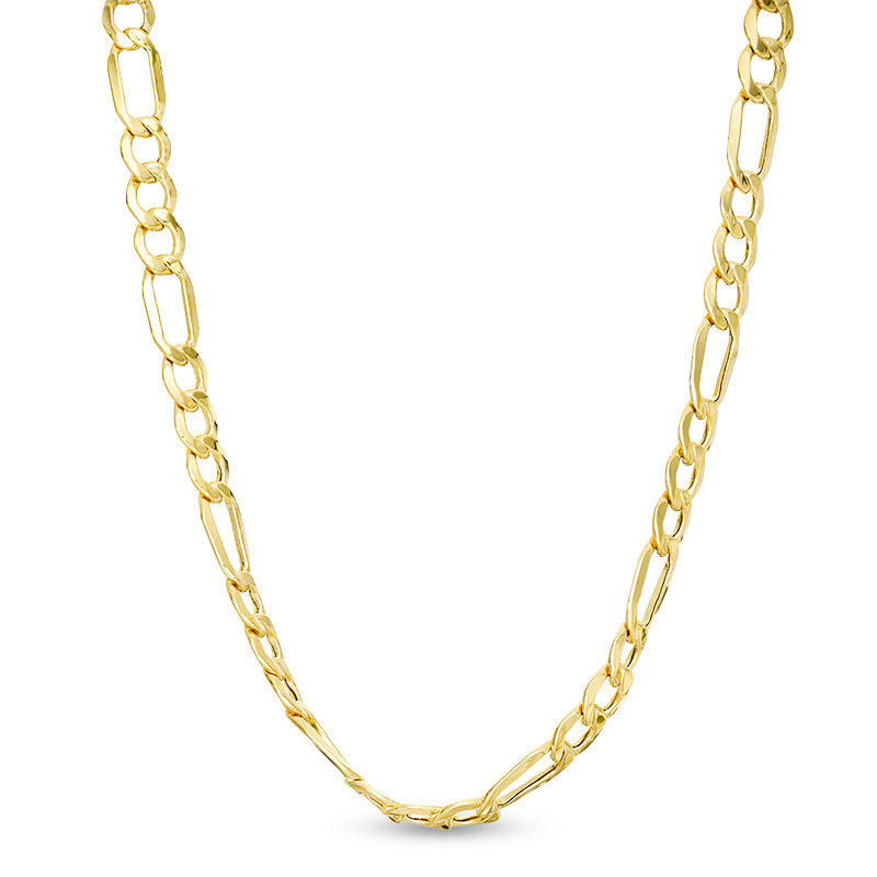 120 Gauge Bevelled Figaro Chain Necklace in 10K Gold - 16"