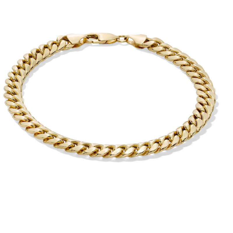 10K Semi-Solid Gold Cuban Curb Chain Bracelet Made in Italy - 8.5"