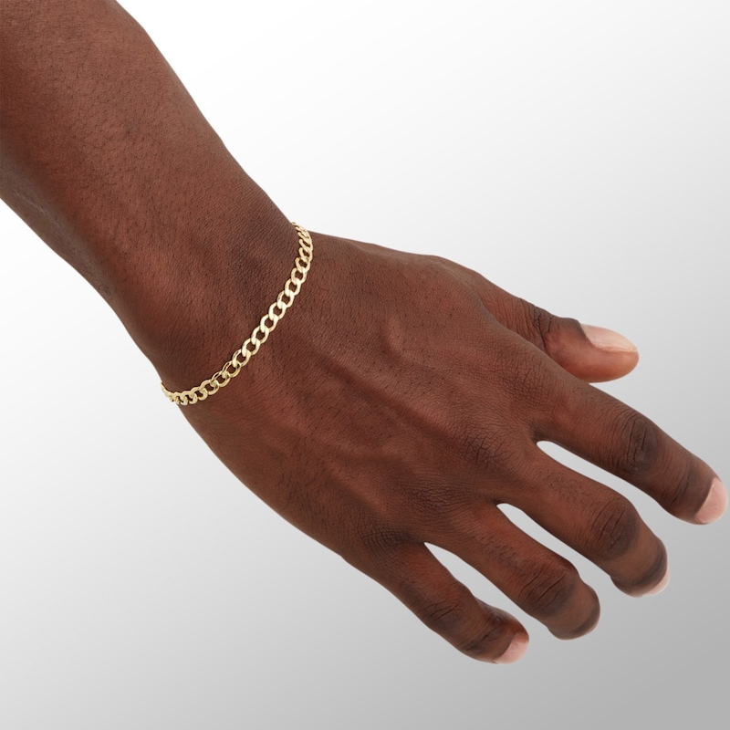 10K Hollow Gold Beveled Curb Chain Bracelet - 7.5"