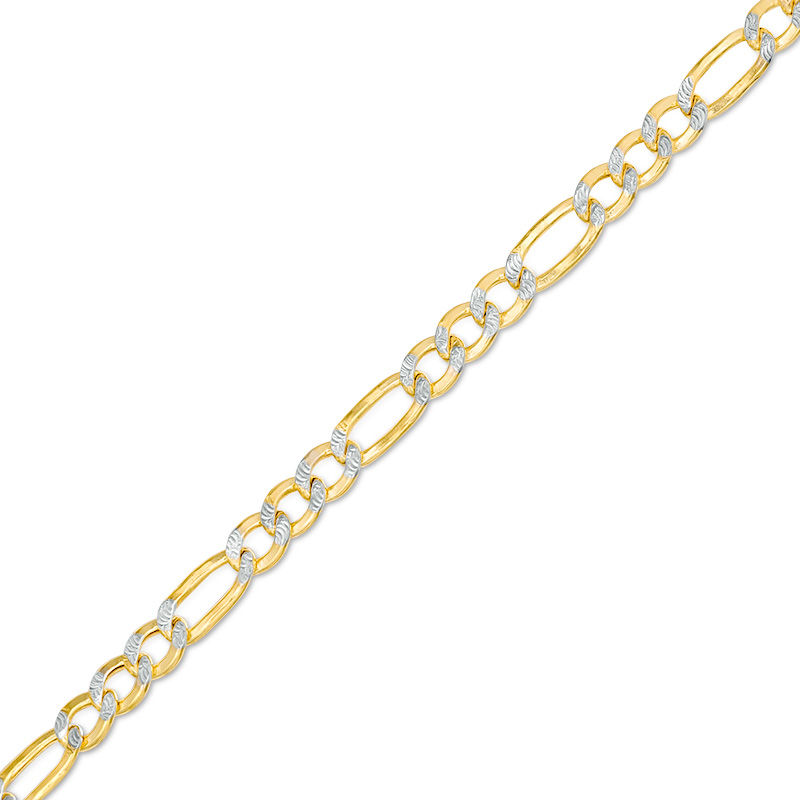 100 Gauge Diamond-Cut Figaro Chain Anklet in 10K Two-Tone Gold - 10"