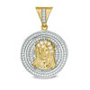 Thumbnail Image 0 of Cubic Zirconia Pavé Frame Jesus Head Medallion Necklace Charm in 10K Two-Tone Gold