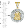 Thumbnail Image 1 of Cubic Zirconia Pavé Frame Jesus Head Medallion Necklace Charm in 10K Two-Tone Gold