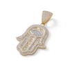 Thumbnail Image 1 of Cubic Zirconia Hamsa with Evil Eye Necklace Charm in 10K Two-Tone Gold
