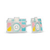 Thumbnail Image 0 of Child's Crystal and Multi-Color Enamel Camera Stud Earrings in Sterling Silver