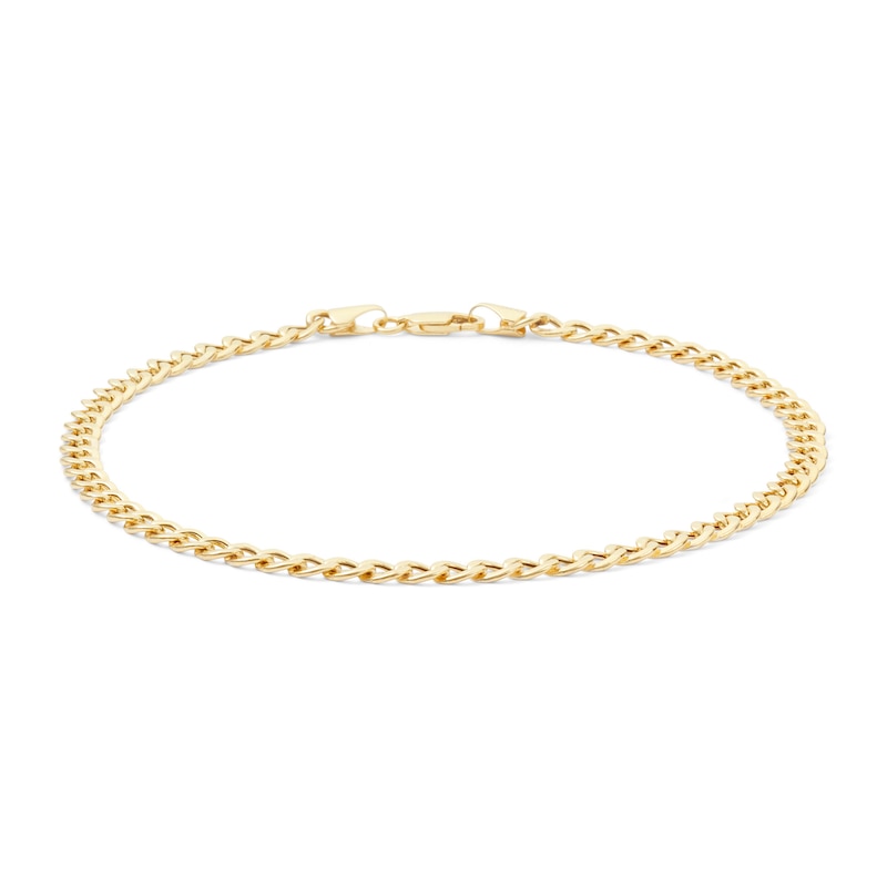 10K Hollow Gold Diamond-Cut Curb Chain Anklet