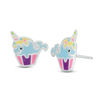 Thumbnail Image 0 of Child's Multi-Color Enamel Narwhal Cupcake Stud Earrings in Sterling Silver