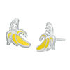 Thumbnail Image 0 of Child's Crystal and Enamel Peeled Banana Stud Earrings in Sterling Silver