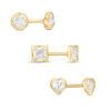 Thumbnail Image 0 of Child's Multi-Shape Cubic Zirconia Diamond-Cut Frame Stud Earrings Set in 10K Gold