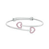 Thumbnail Image 0 of Child's Pink Crystal Heart Outline Bypass Bangle in Sterling Silver - 6"