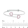 Thumbnail Image 1 of Child's Pink Crystal Heart Outline Bypass Bangle in Sterling Silver - 6"