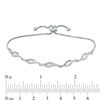 Thumbnail Image 1 of Cubic Zirconia Double Wave Link Bolo Bracelet in Sterling Silver - 9"