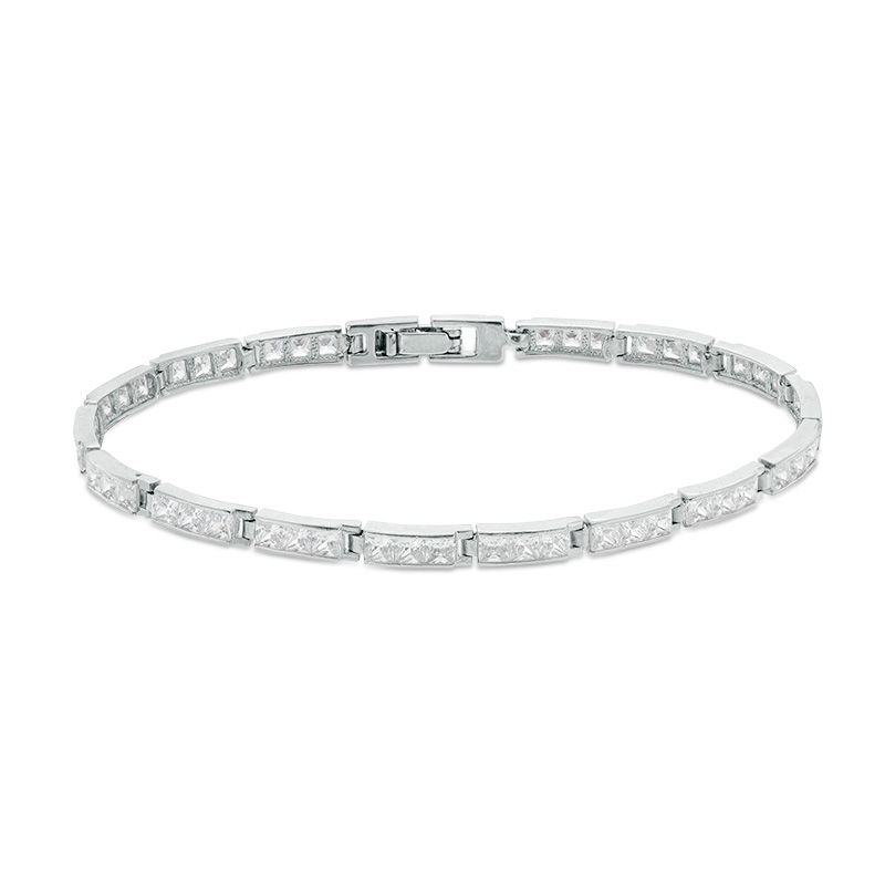 Princess-Cut Cubic Zirconia Link Tennis Bracelet in Sterling Silver - 7.25"