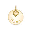 Thumbnail Image 0 of "Nana" Disc Necklace Charm with a Puff Heart Dangle Accent in 10K Gold