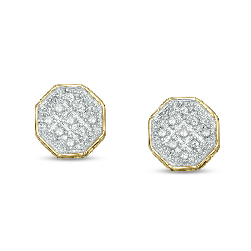1/20 CT. T.W. Square Composite Diamond Octagon Stud Earrings in 10K Gold