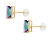 Thumbnail Image 1 of Emerald-Cut Rainbow Green Cubic Zirconia Stud Earrings in 10K Gold