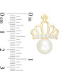 Thumbnail Image 1 of Child's 4mm Cultured Freshwater Pearl and Cubic Zirconia Crown Stud Earrings in 10K Gold