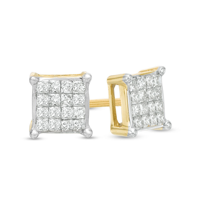 1/4 CT. T.W. Square-Cut Composite Diamond Stud Earrings in 10K Gold