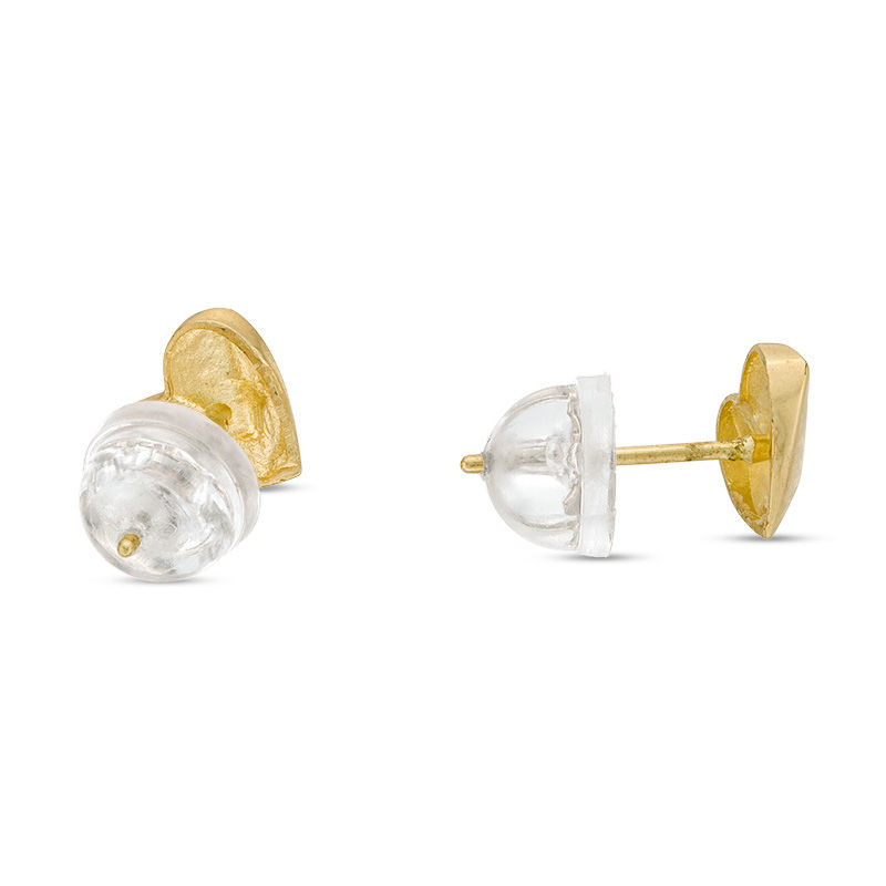 Geometric Heart Stud Earrings in 10K Gold